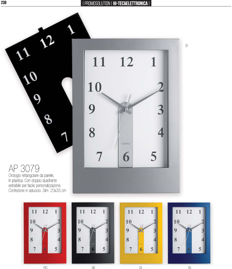 OROLOGIO DA PARETE RETTANGOLARE 23X33
