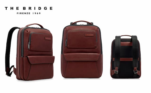 Zaino in pelle porta computer the bridge personalizzabile con logo