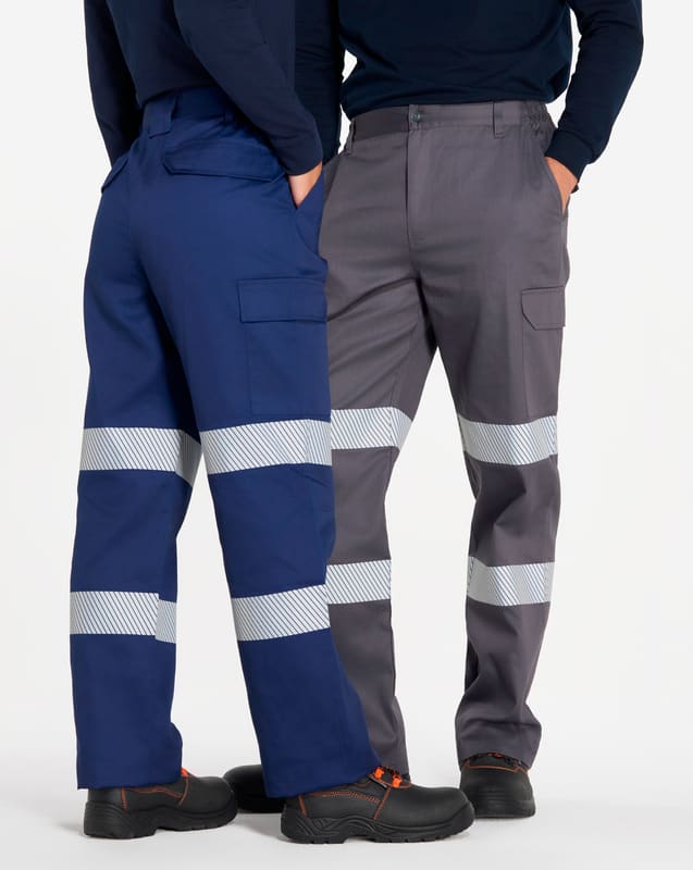 PANTALONE MULTITASCHE CON BANDE RIFLETTENTI