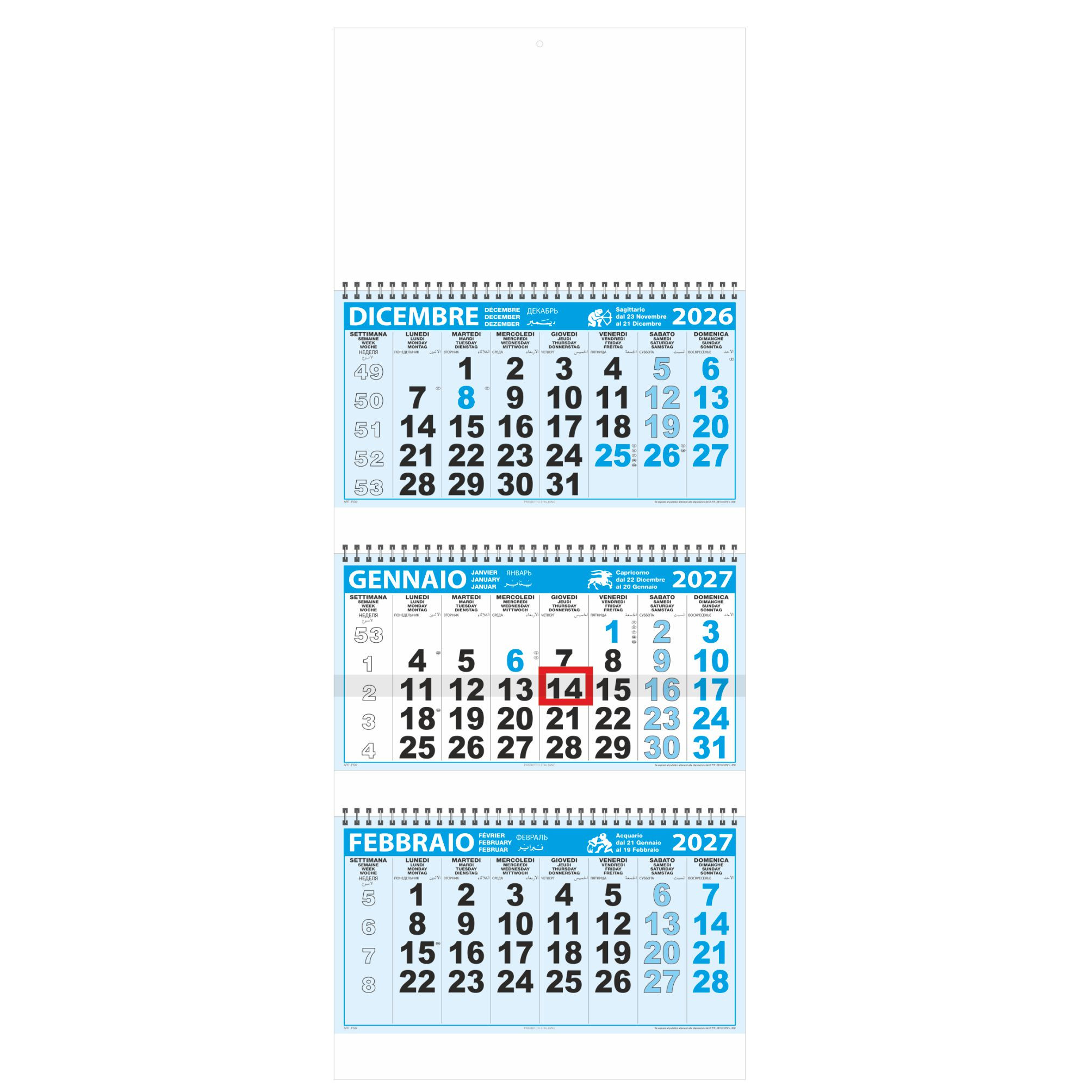 Calendario Trittico