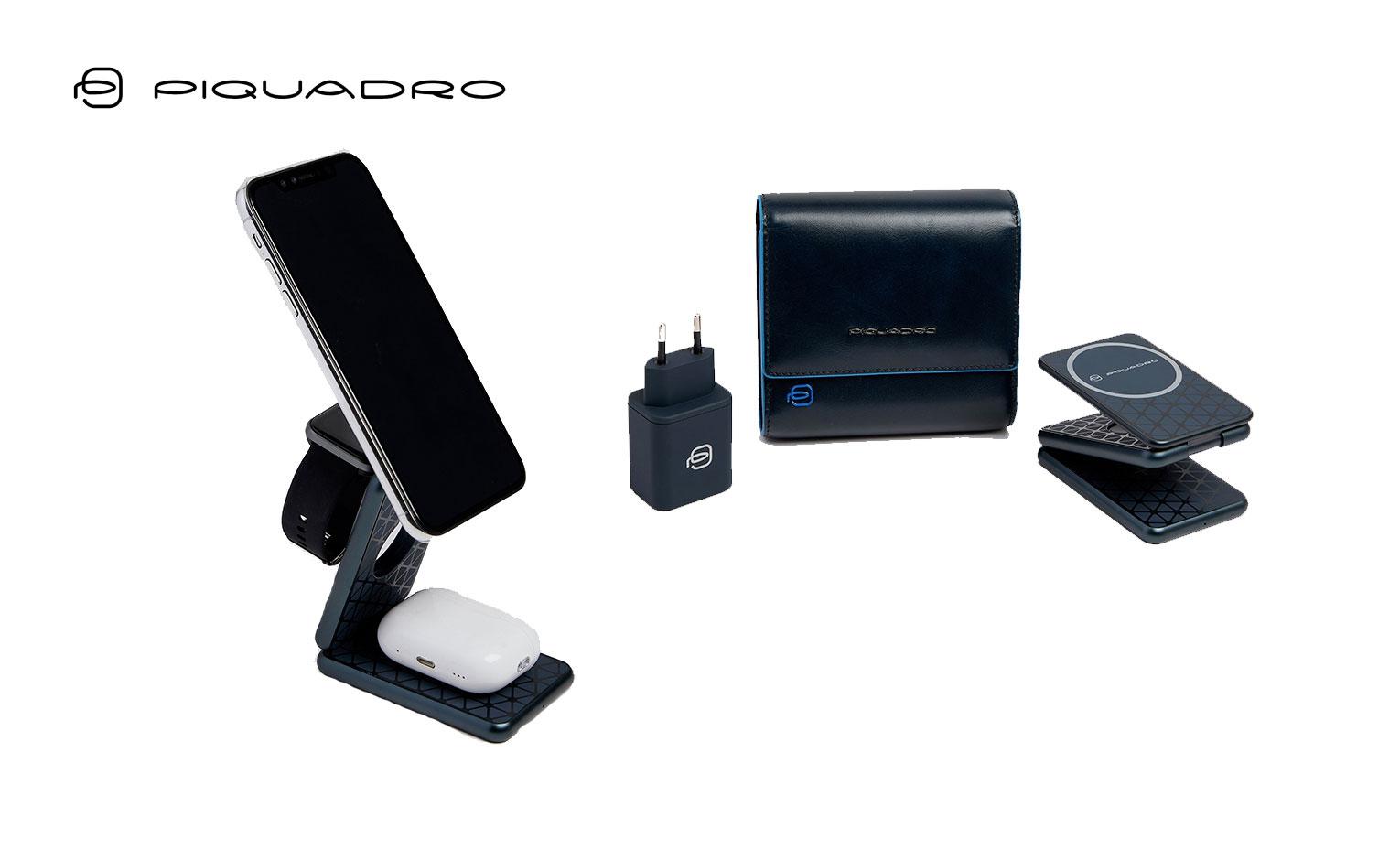 Astuccio tech con caricabatterie pieghevole piquadro