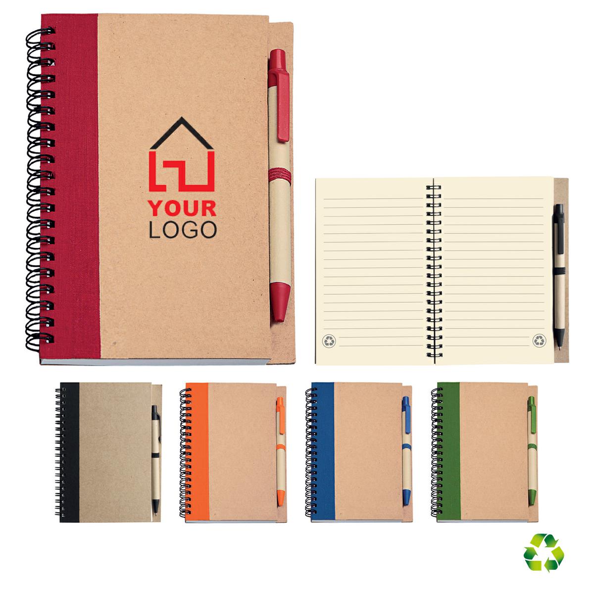 Block notes spiralato "eco paper" con penna
