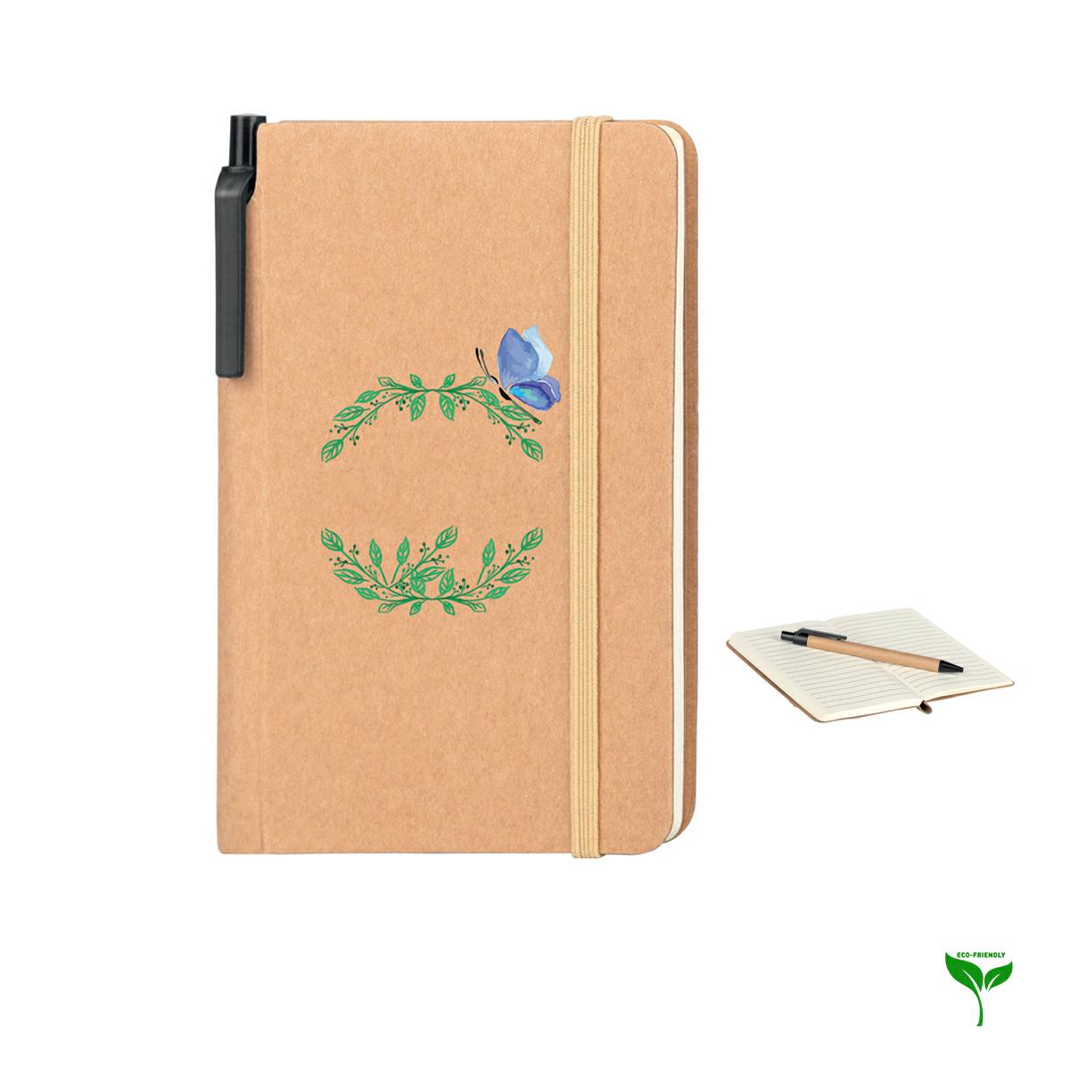 Blocco notes in cartoncino biodegradabile A6 con penna