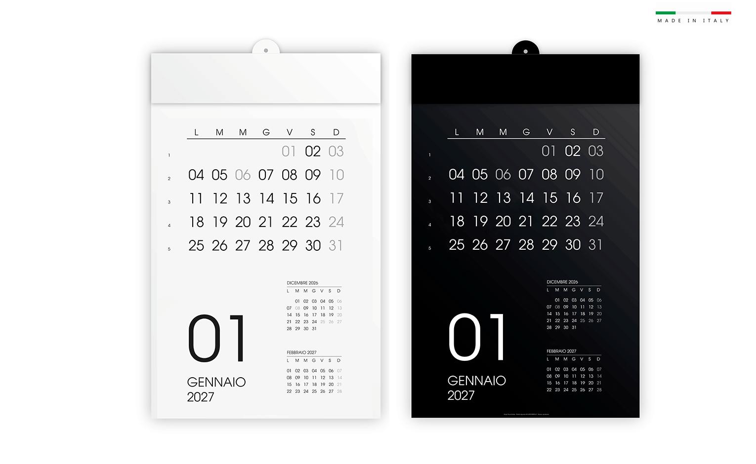 Calendario da parete black & white mensile 12 fogli