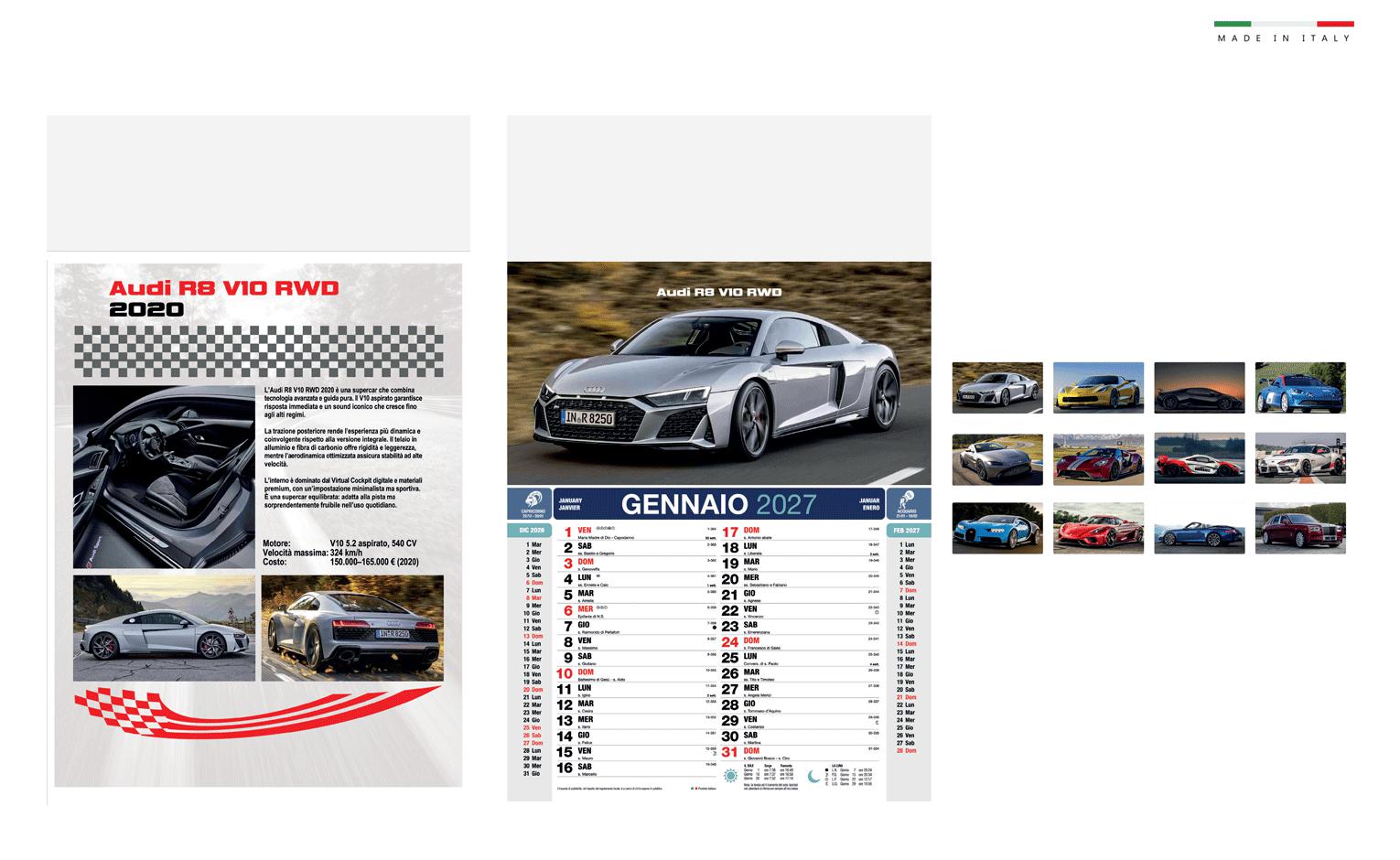 Calendario motori mensile 12 fogli 28,8x47
