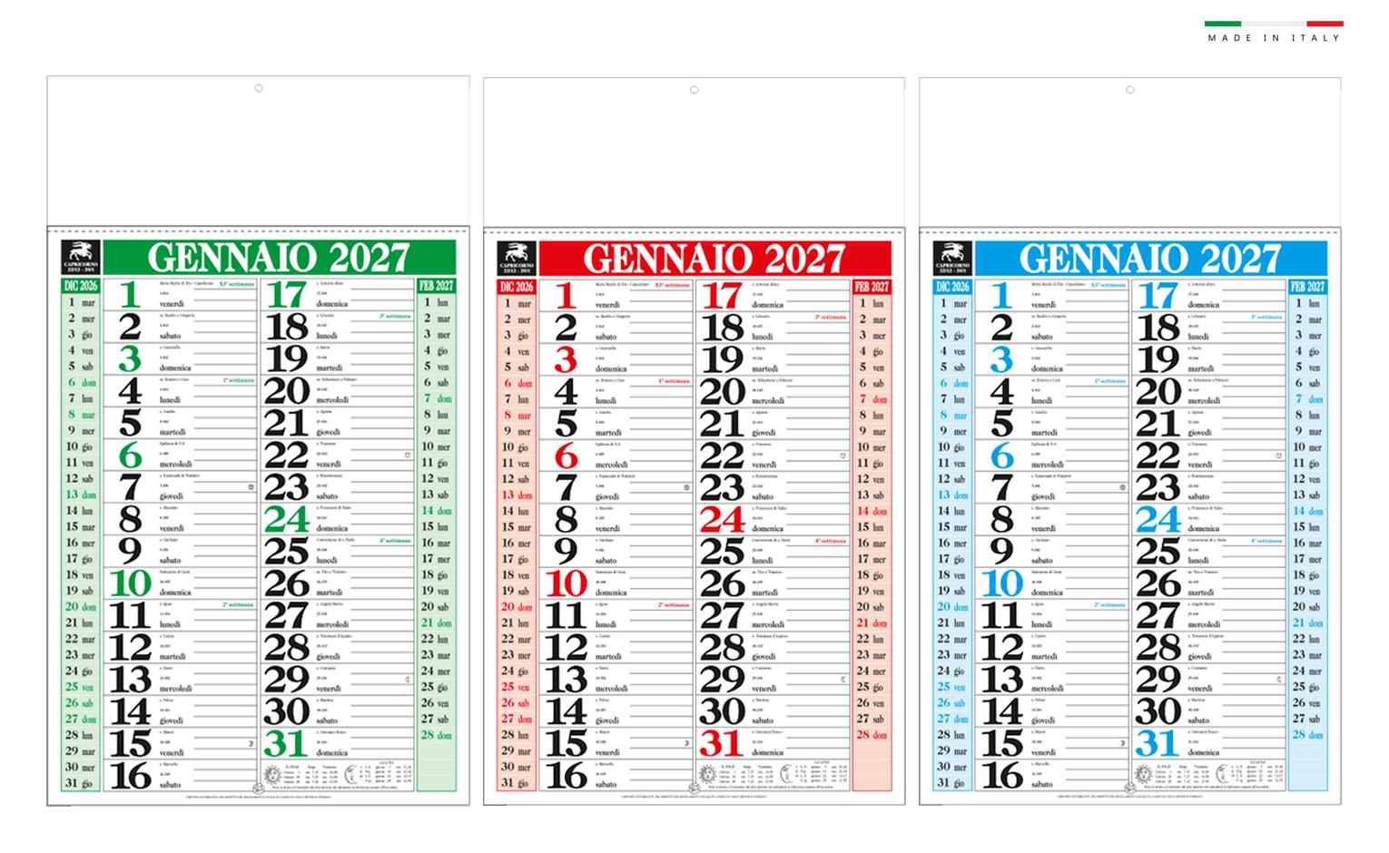 Calendario mensile olandese gigante 12 fogli 31x53,5