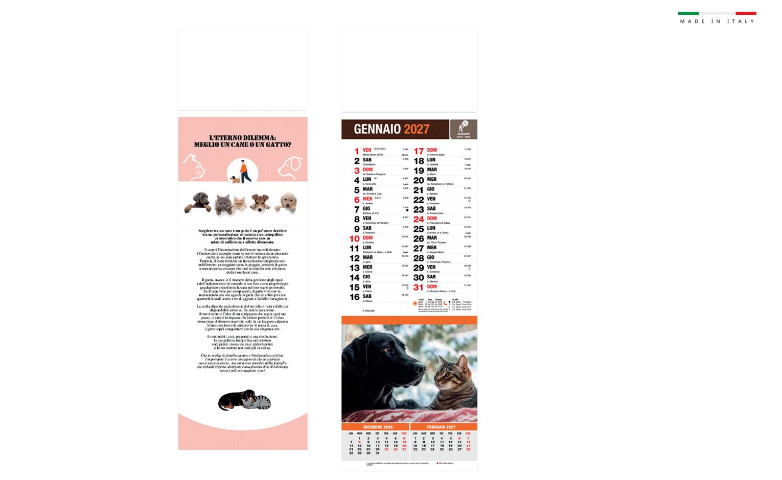 Calendario mensile silhouette i cuccioli 14x47