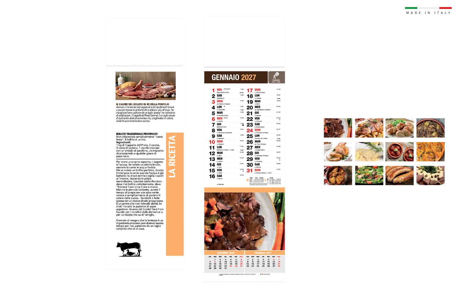 Calendario mensile silhouette carne in tavola 14x47
