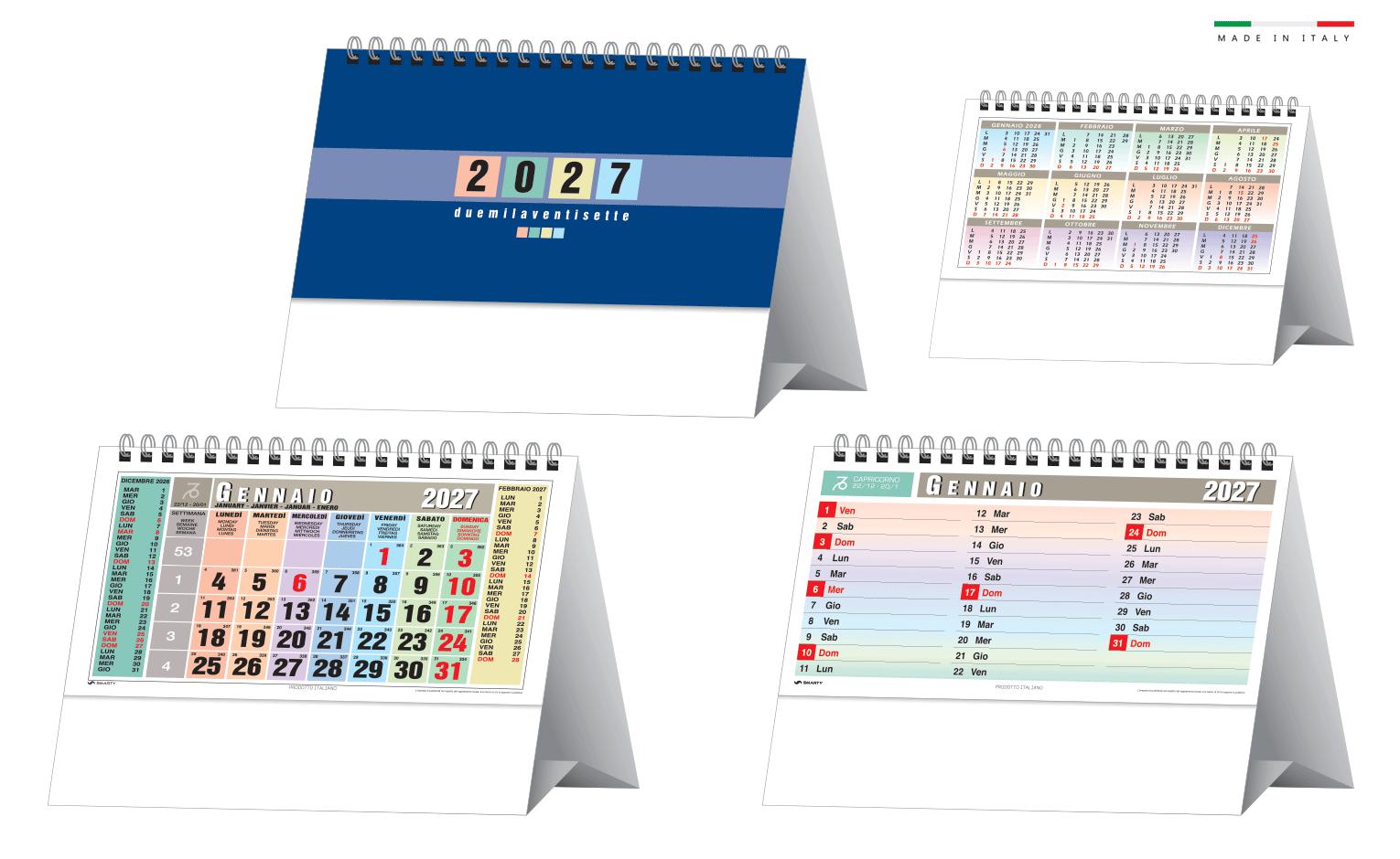 Calendario da tavolo trimestrale multicolor 19x14,5 cm