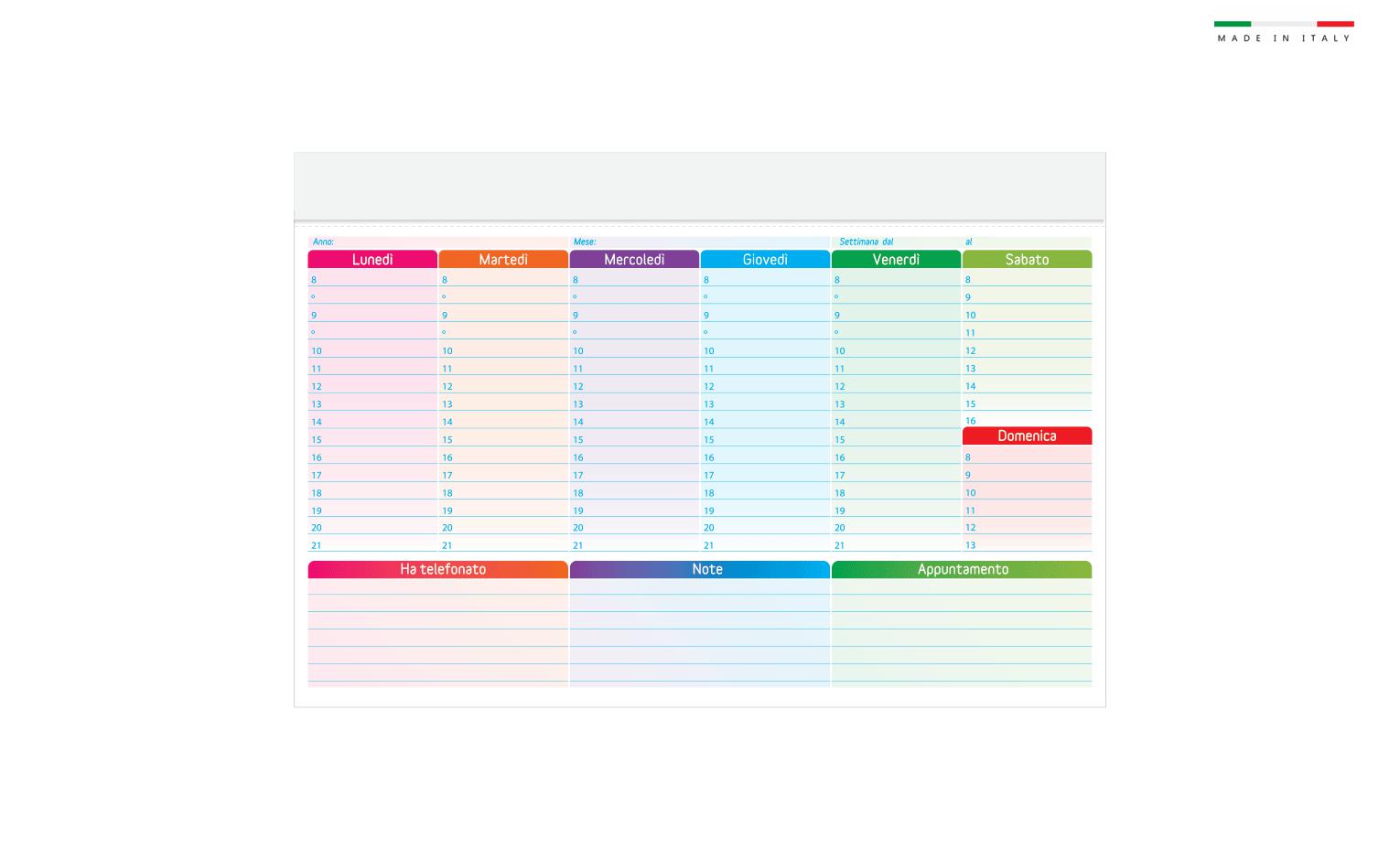 Planning medio multicolor 29,2x21cm 50 fogli