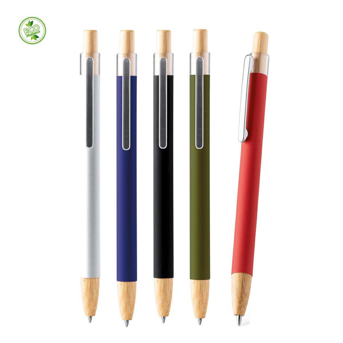 Tasmania - penna a sfera in metallo soft-touch e bamboo