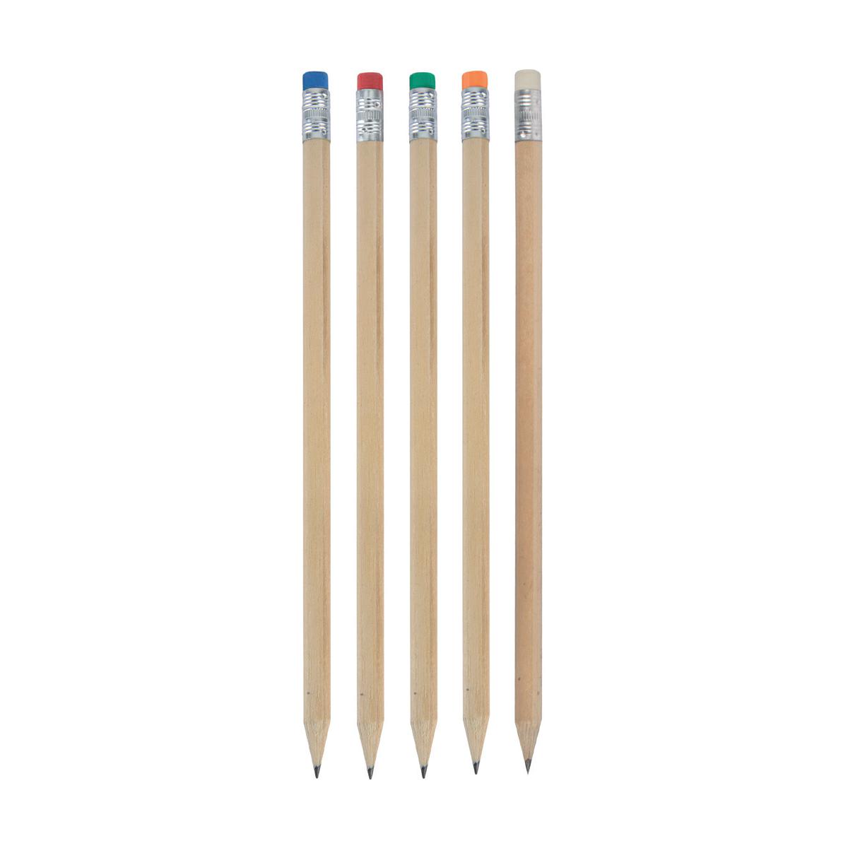 Matita in legno naturale con gomma colorata