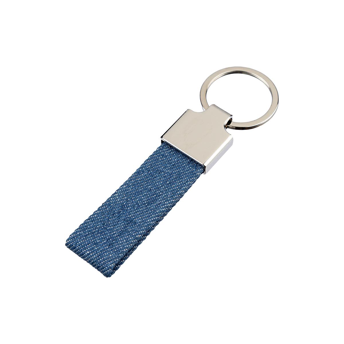 Portachiavi in denim e lega di zinco 8,5x2x0,5