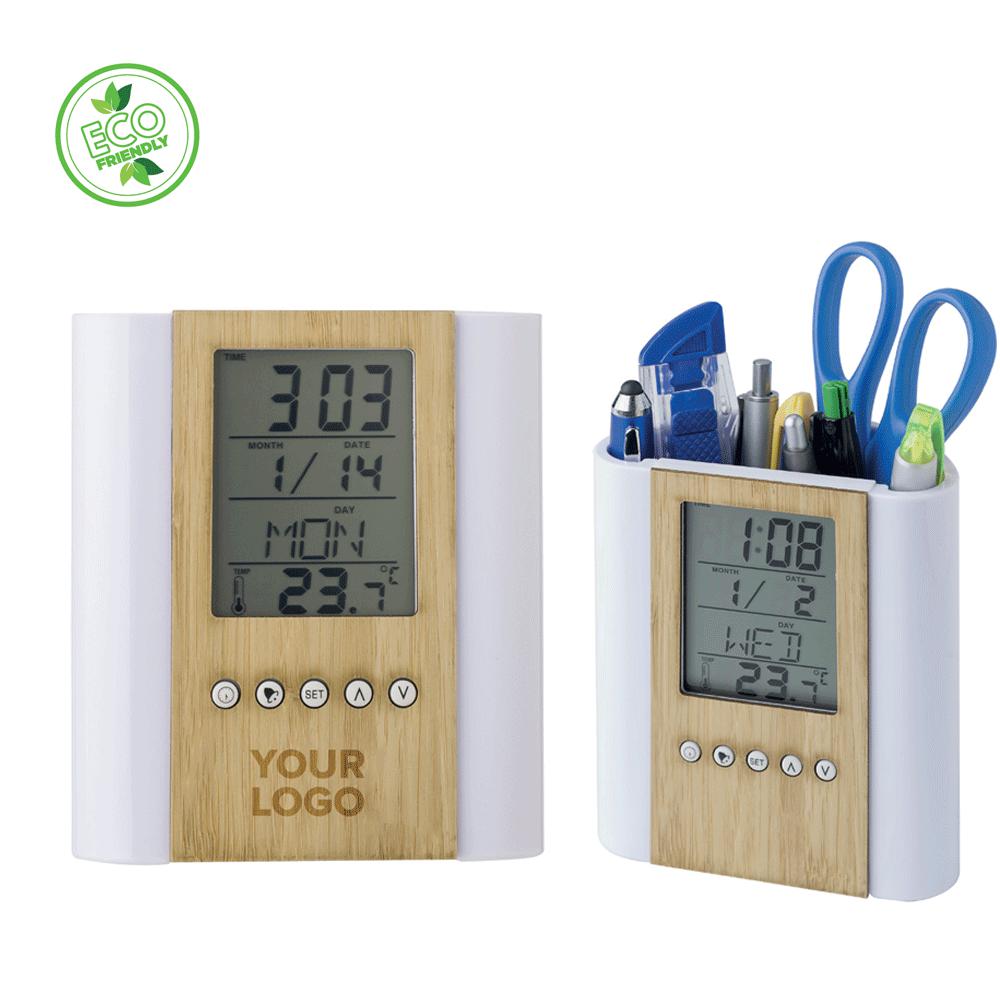 Portapenne in bamboo e plastica