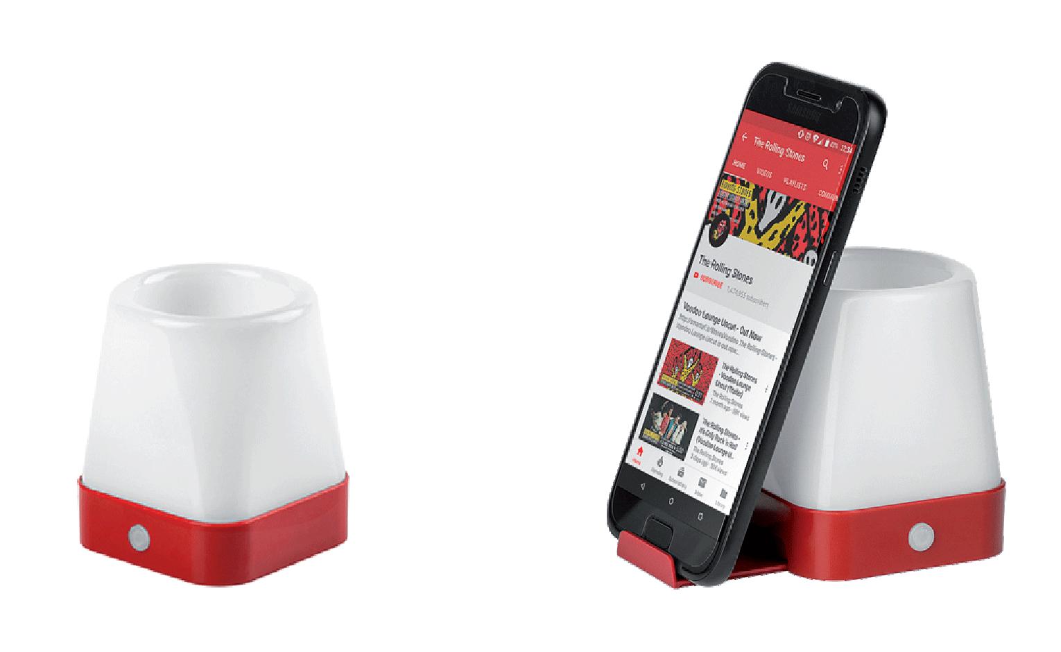 Portapenne con luceled e supporto cellulare