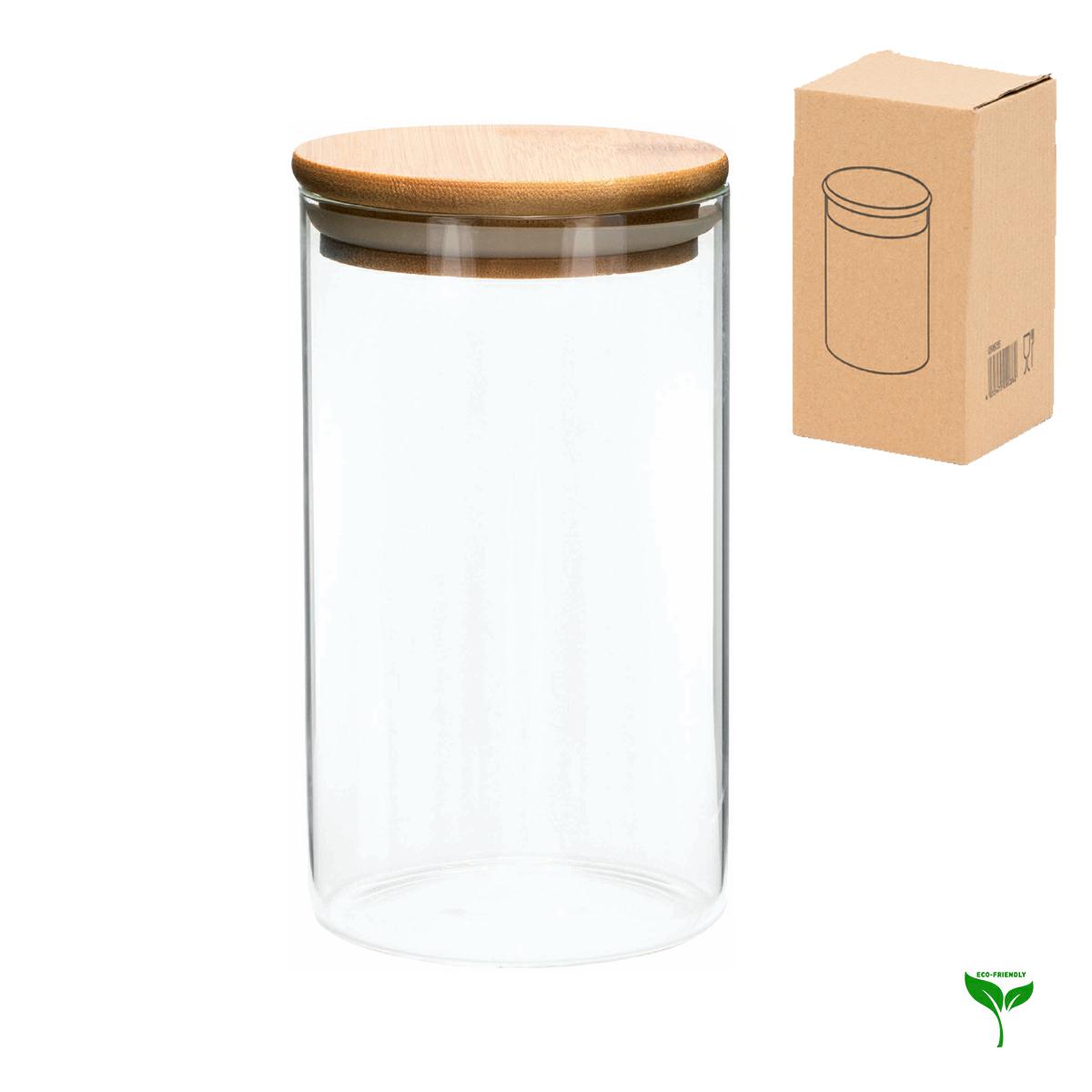 Contenitore in vetro con coperchio in bamboo 700 ml