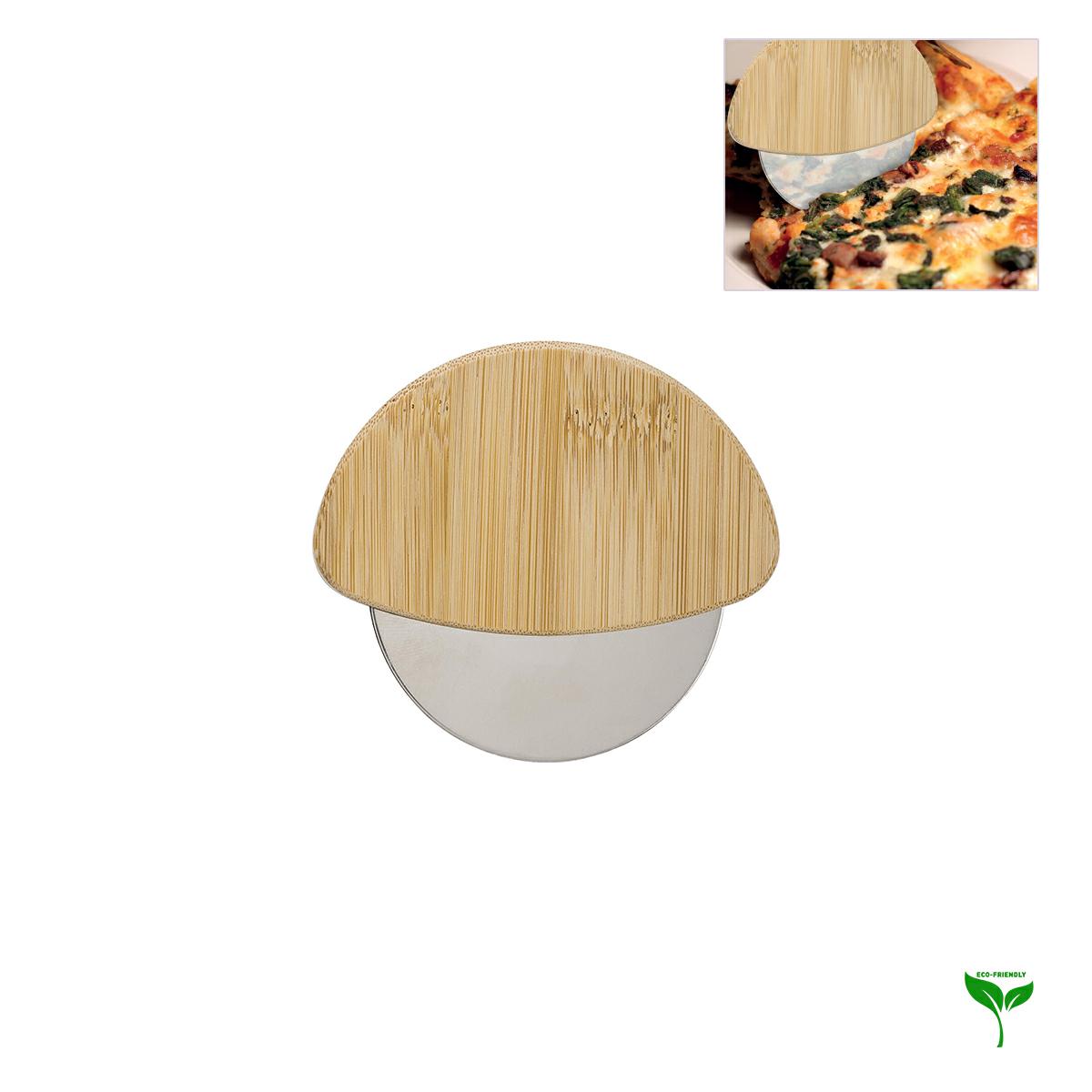 Tagliapizza in bamboo e lama in acciaio inox