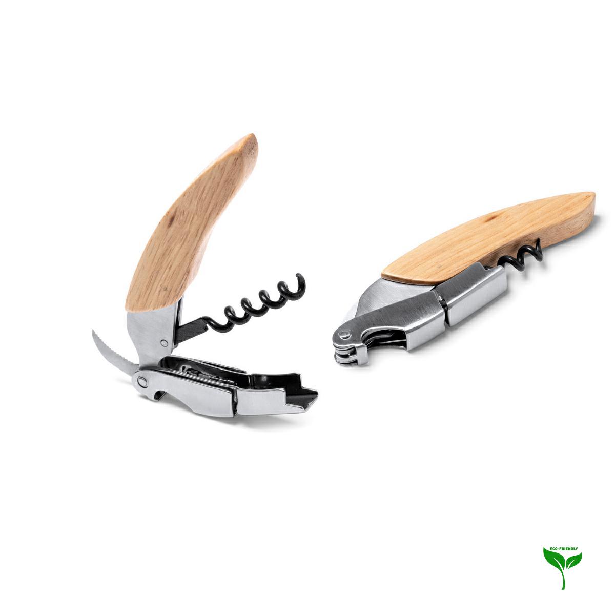 Apribottiglie cavatappi in acciaio inox e legno