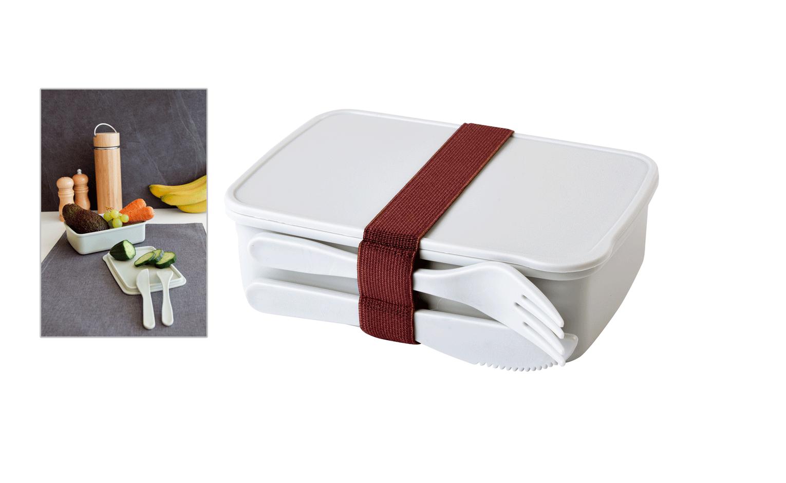 Contenitore pranzo con elastico e posate