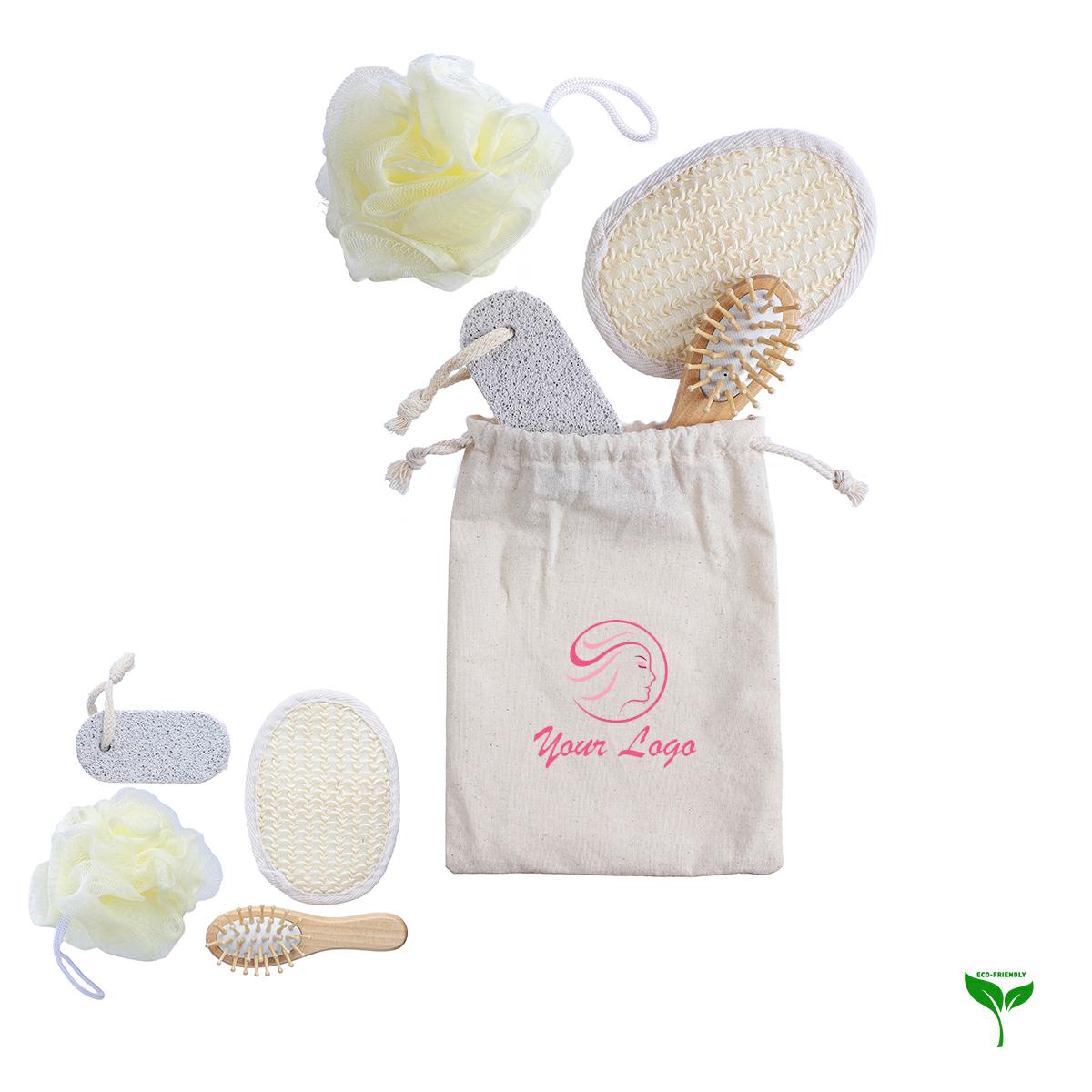 Set da bagno 4 pezzi in sacchetto di cotone