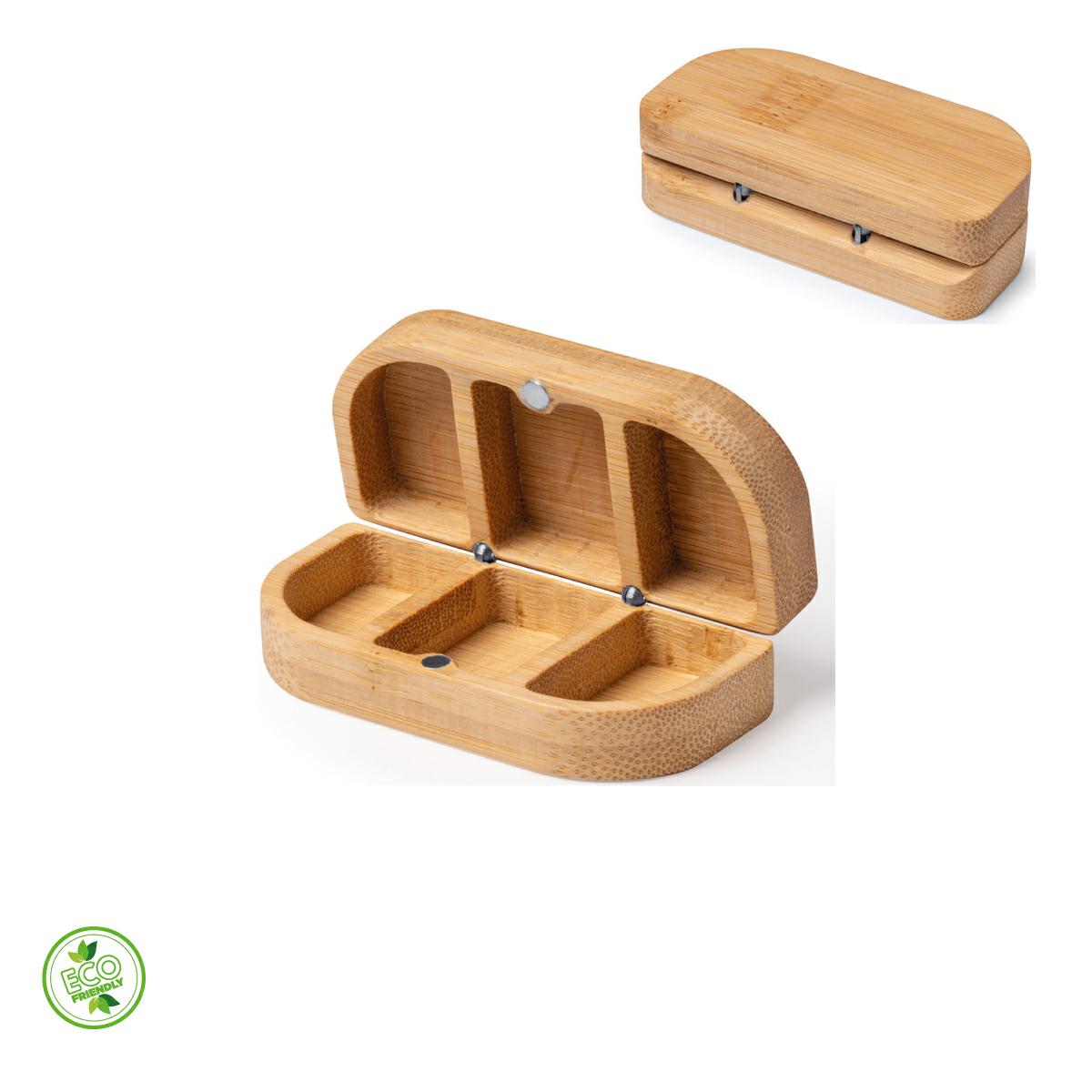 Portapillole in bamboo 3 scomparti