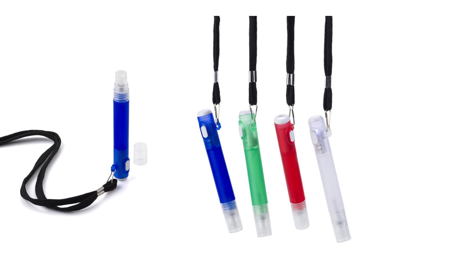 Laynard con flaconespray e torcia LED