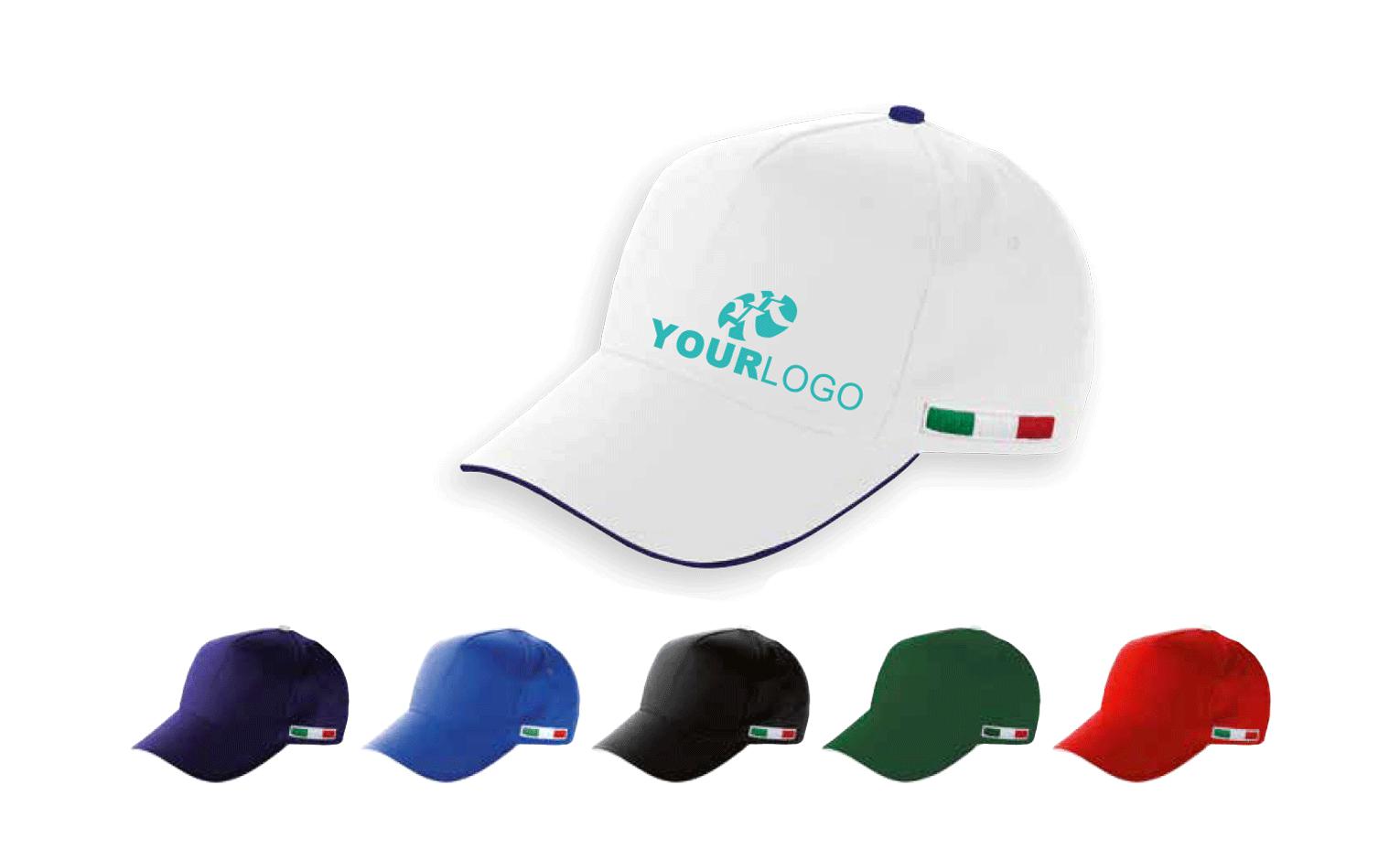 Italy cappello con bandiera italiana ricamata 5 pannelli