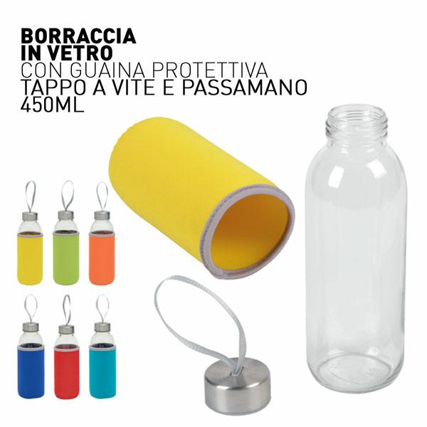 Borraccia in vetro con guaina protettiva 450 ml