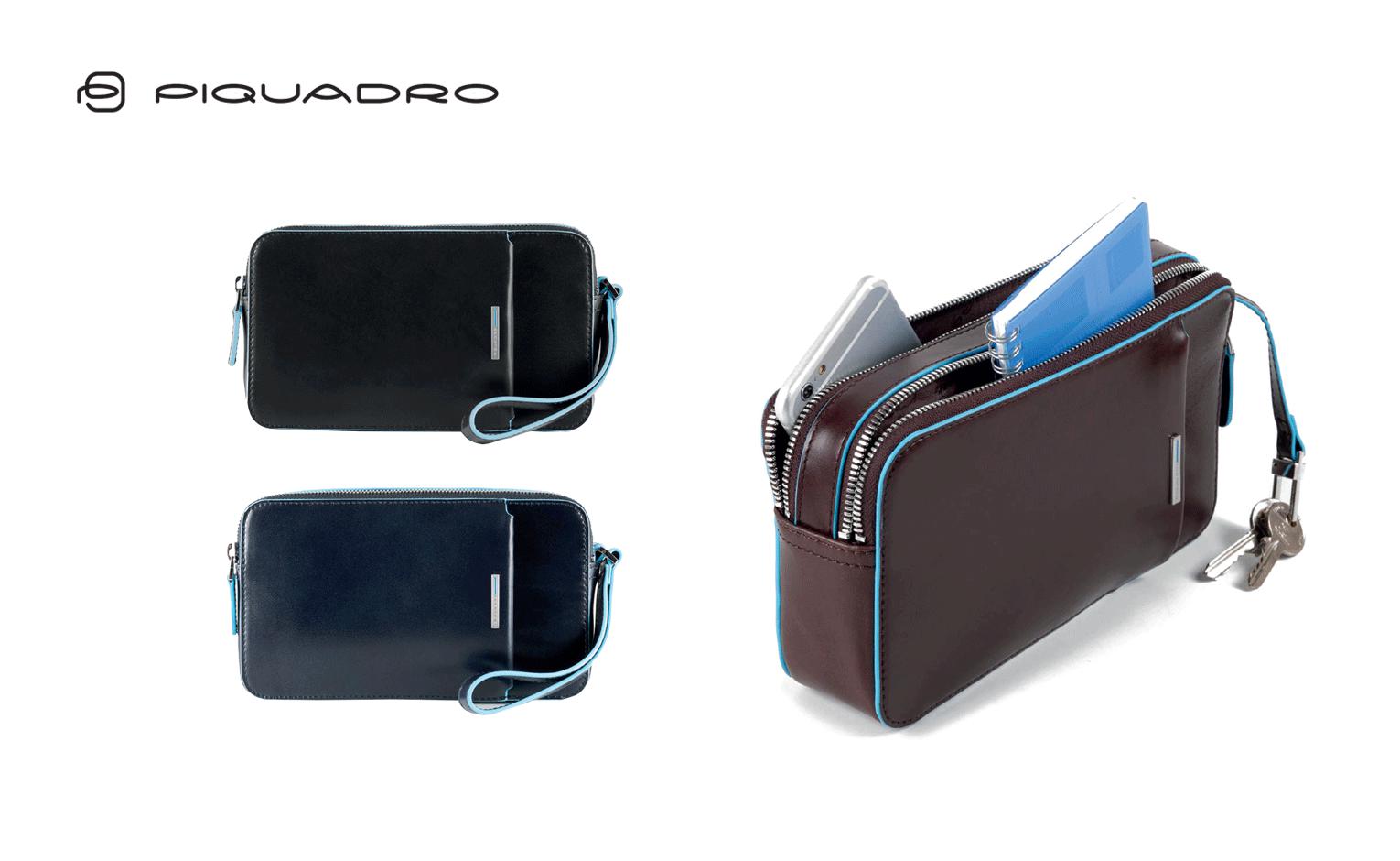 Pochette uomo in pelle piquadro 21 x 12 x 5 cm personalizzabile con logo
