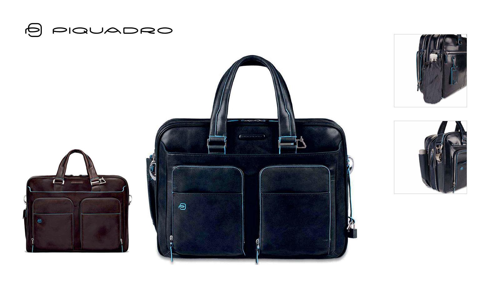 Cartella portacomputer e ipad in pelle piquadro personalizzabile con logo