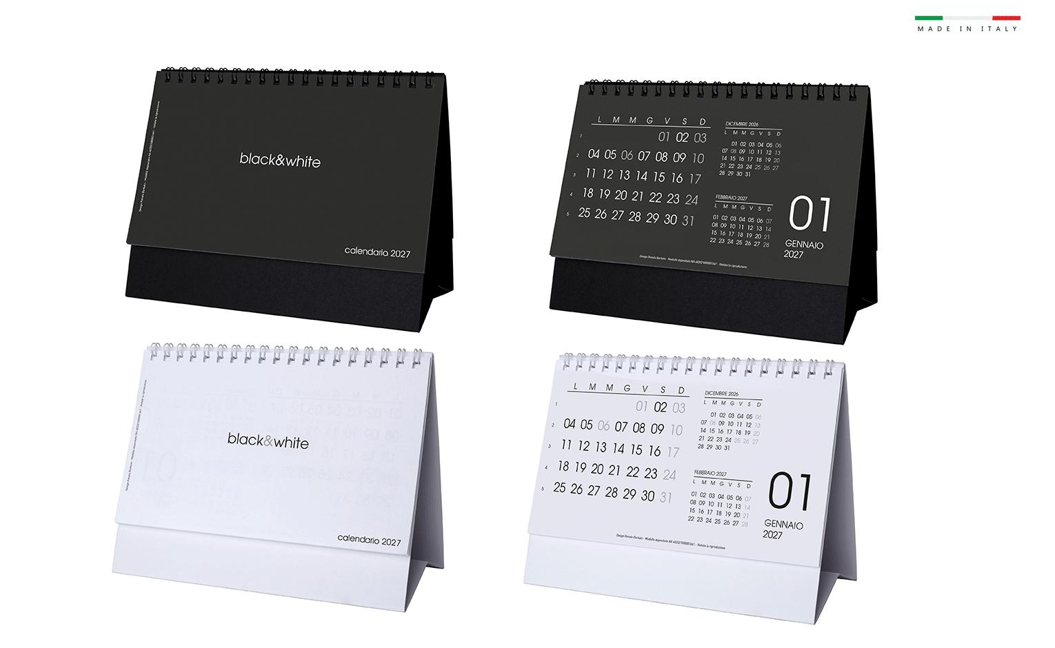 Calendario da tavolo black & white