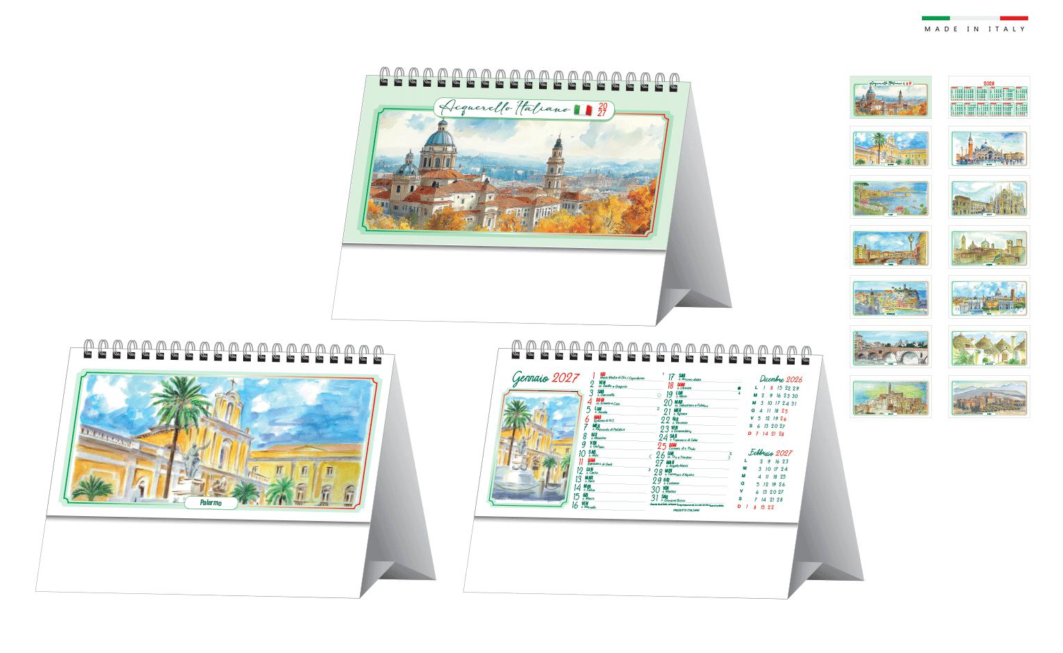 Calendario da tavolo acquerello italiano