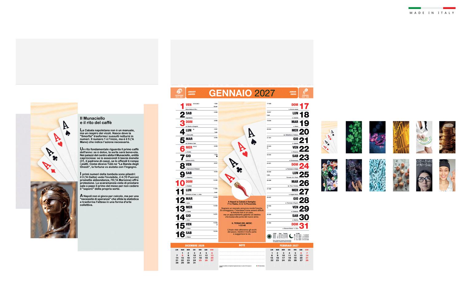 Calendario cabala mensile 12 fogli 28,8x47
