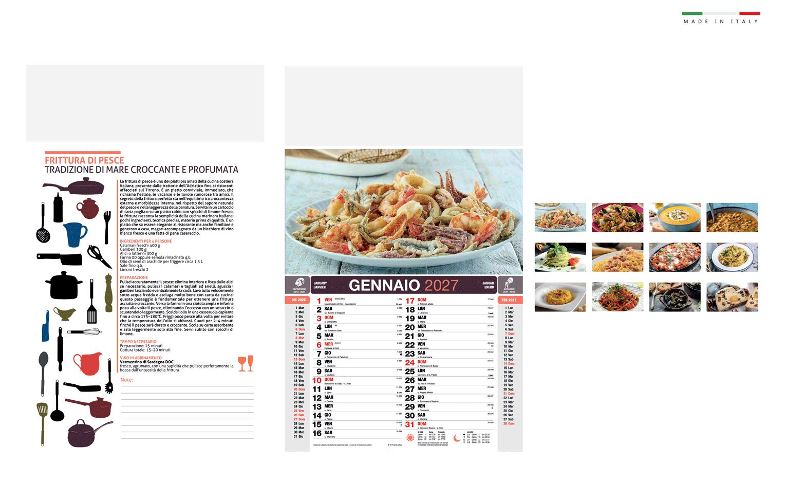 Calendario cucina mensile 12 fogli 28,8x47