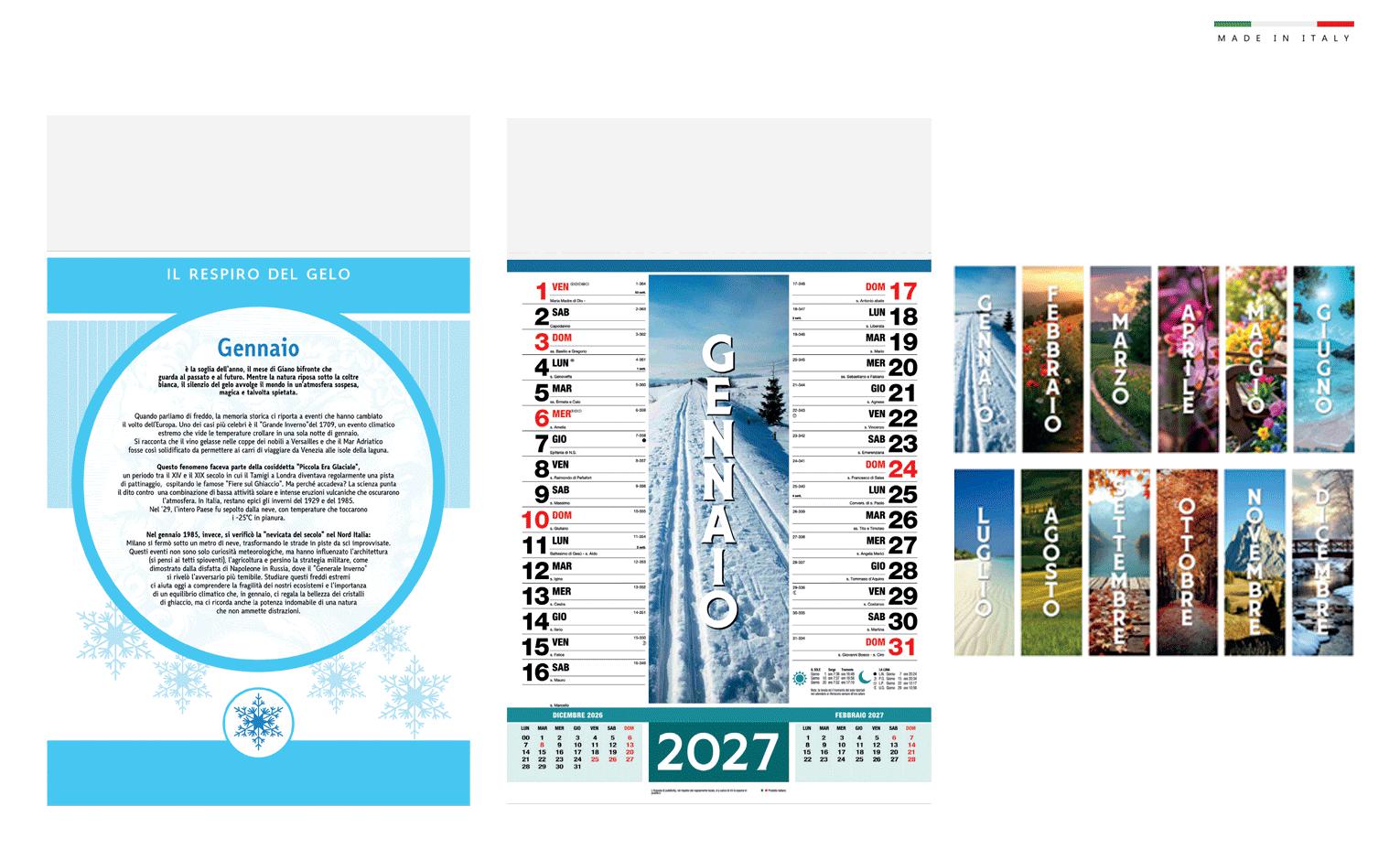 Calendario 4 stagioni mensile 12 fogli 28,8x47