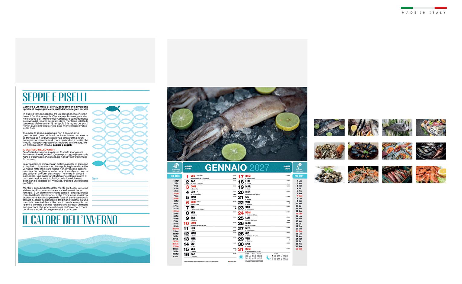Calendario sapori del mare mensile 12 fogli 28,8x47