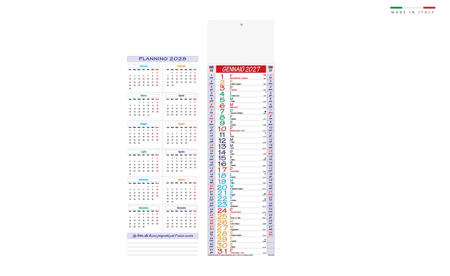 Calendario mensile silhouette multicolor 14x47