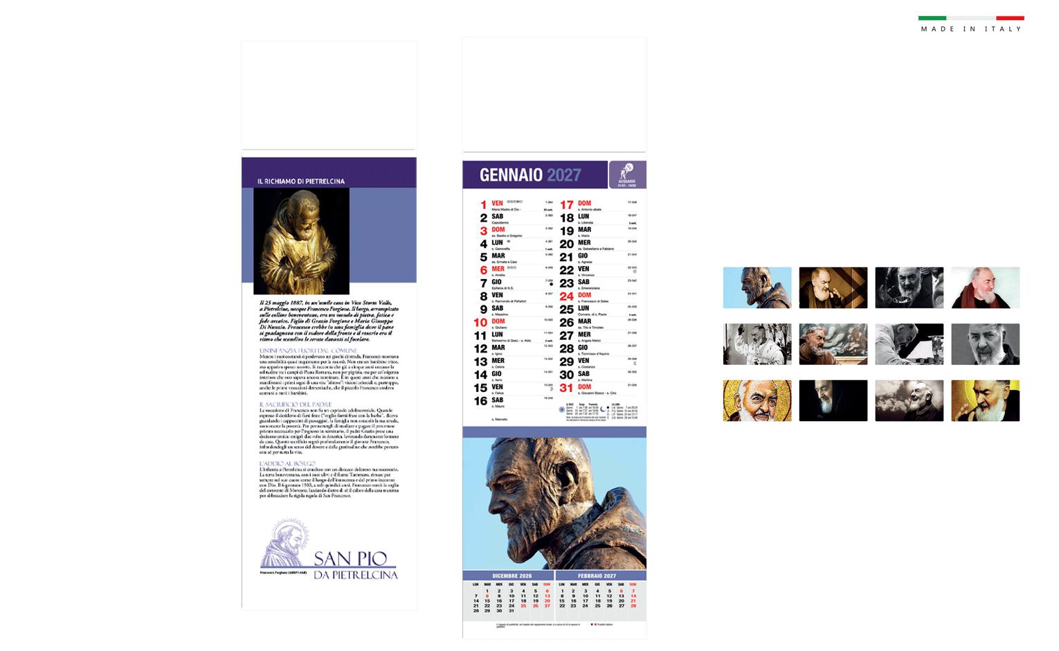 Calendario mensile silhouette san pio 14x47