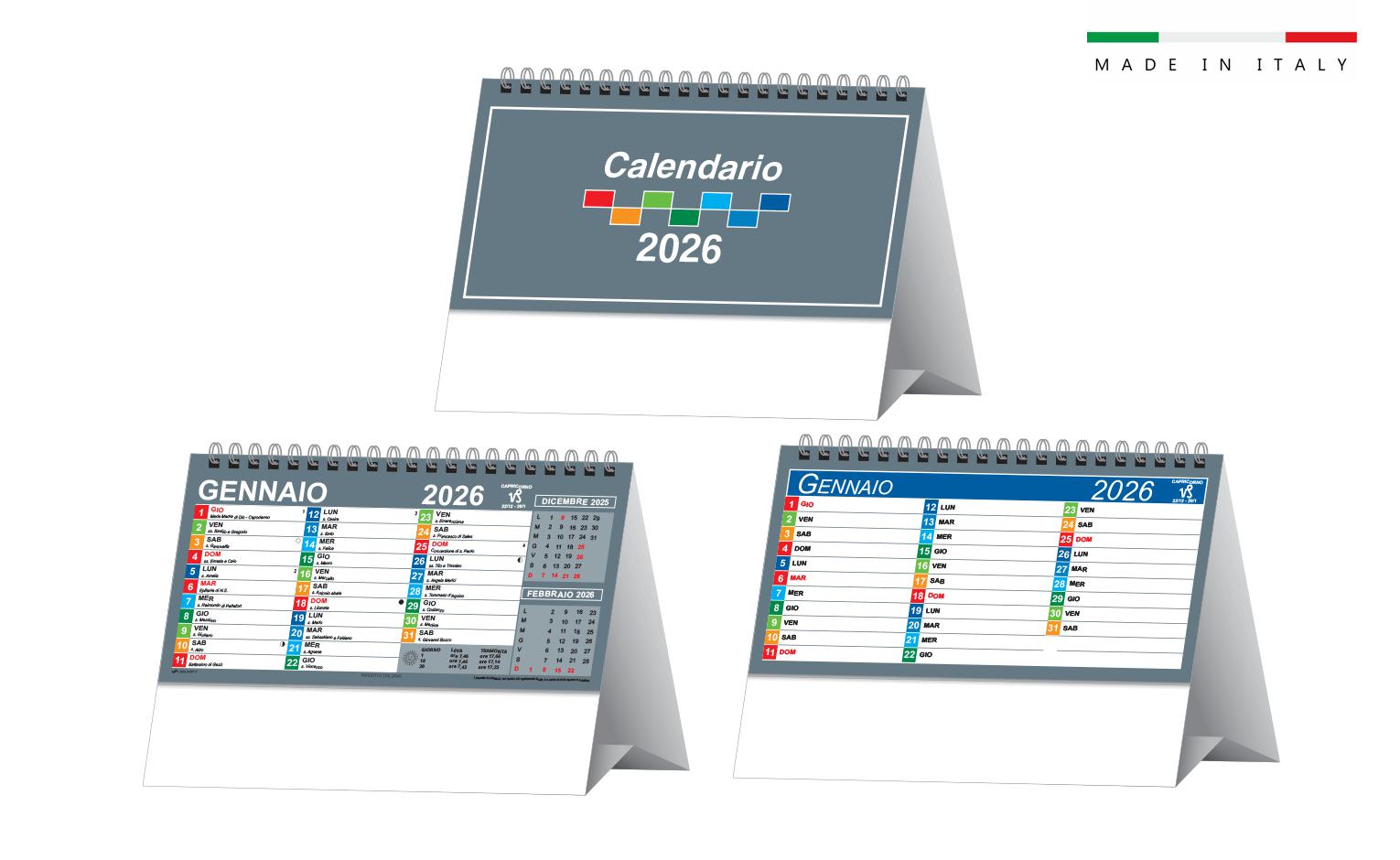 Calendario da tavolo multicolor 19x14,5