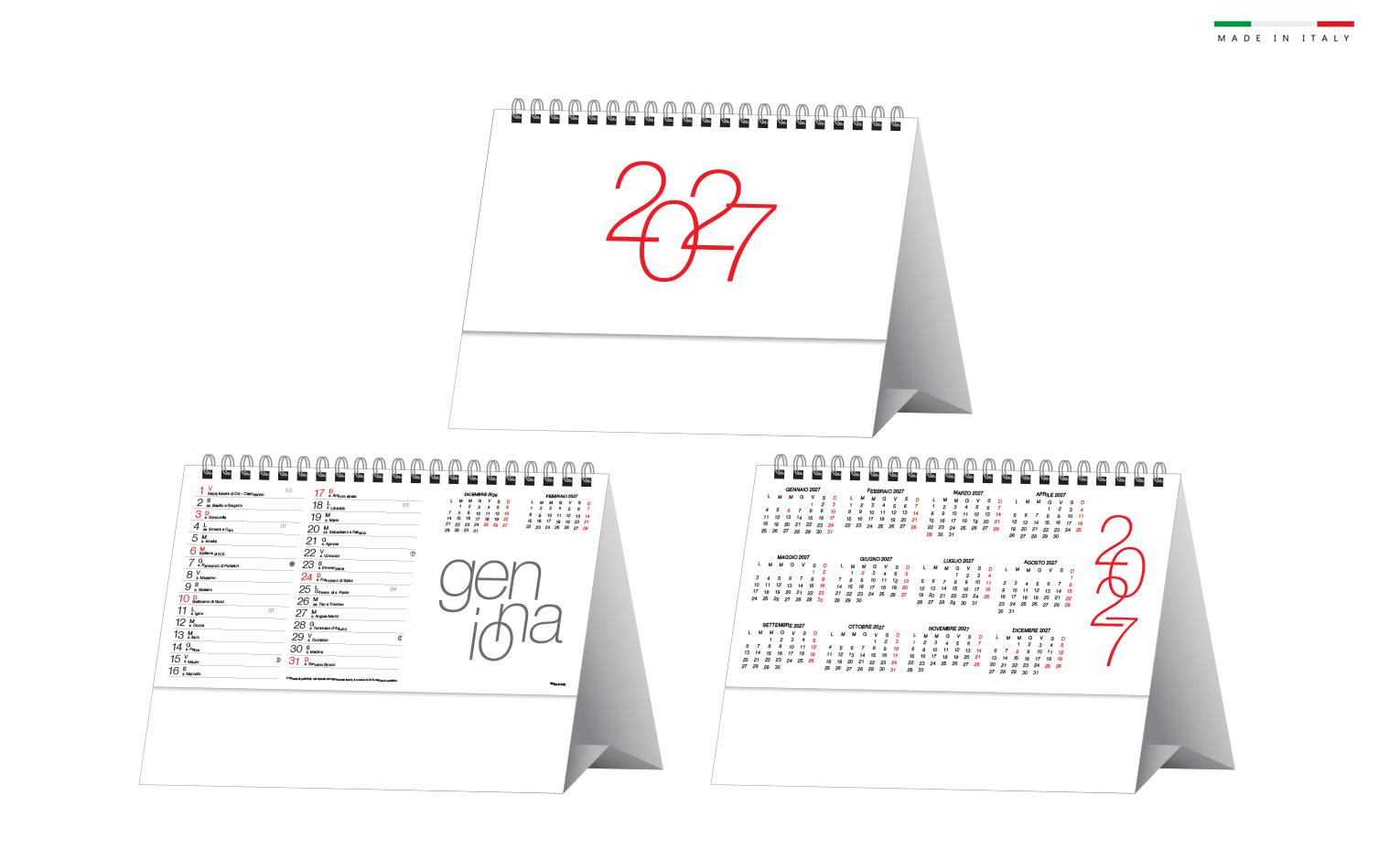 Calendario da tavolo spiralato design 13 fogli 19x14,5CM