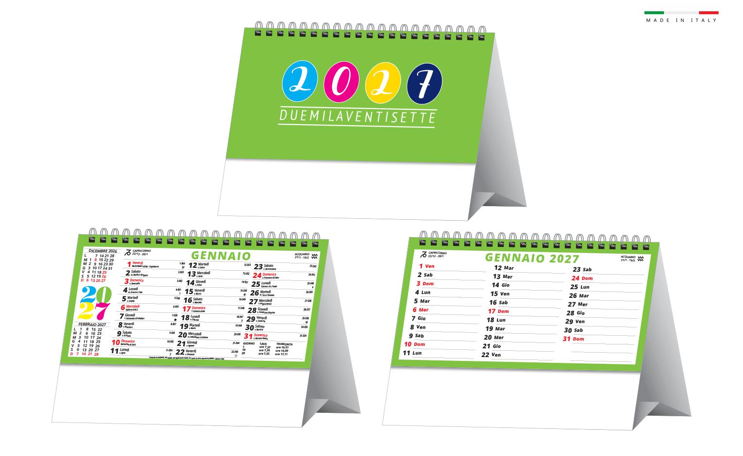 Calendario da tavolo trimestrale multicolor 19x14,5