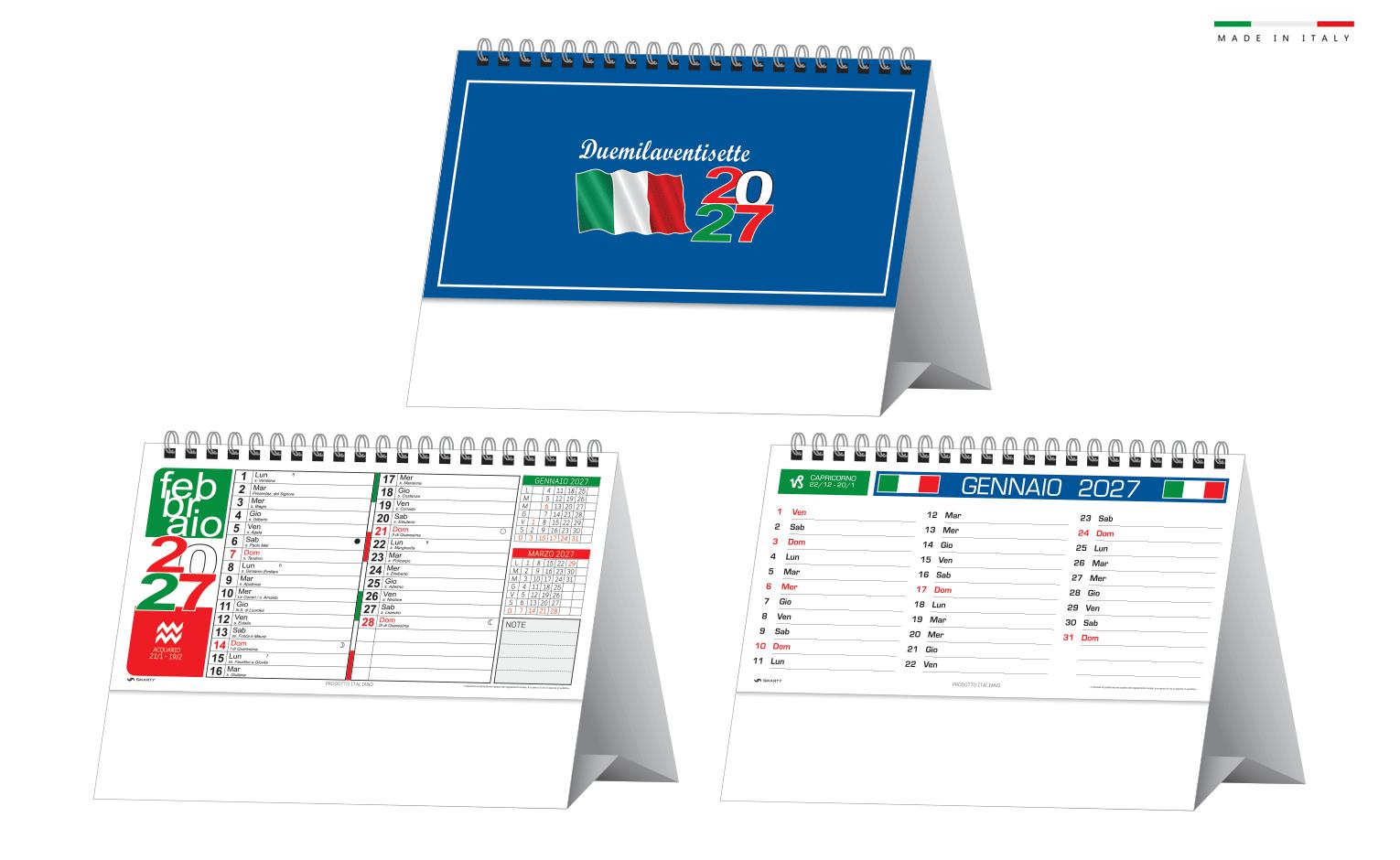 Calendario da tavolo tricolore 13 fogli 19x14,5