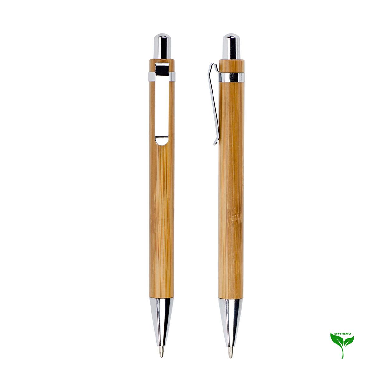 Bilbao-penna a sfera in bamboo e particolari in metallo personalizzabile con logo